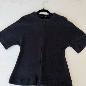 Zara Black Knit Crewneck Short Sleeve Top